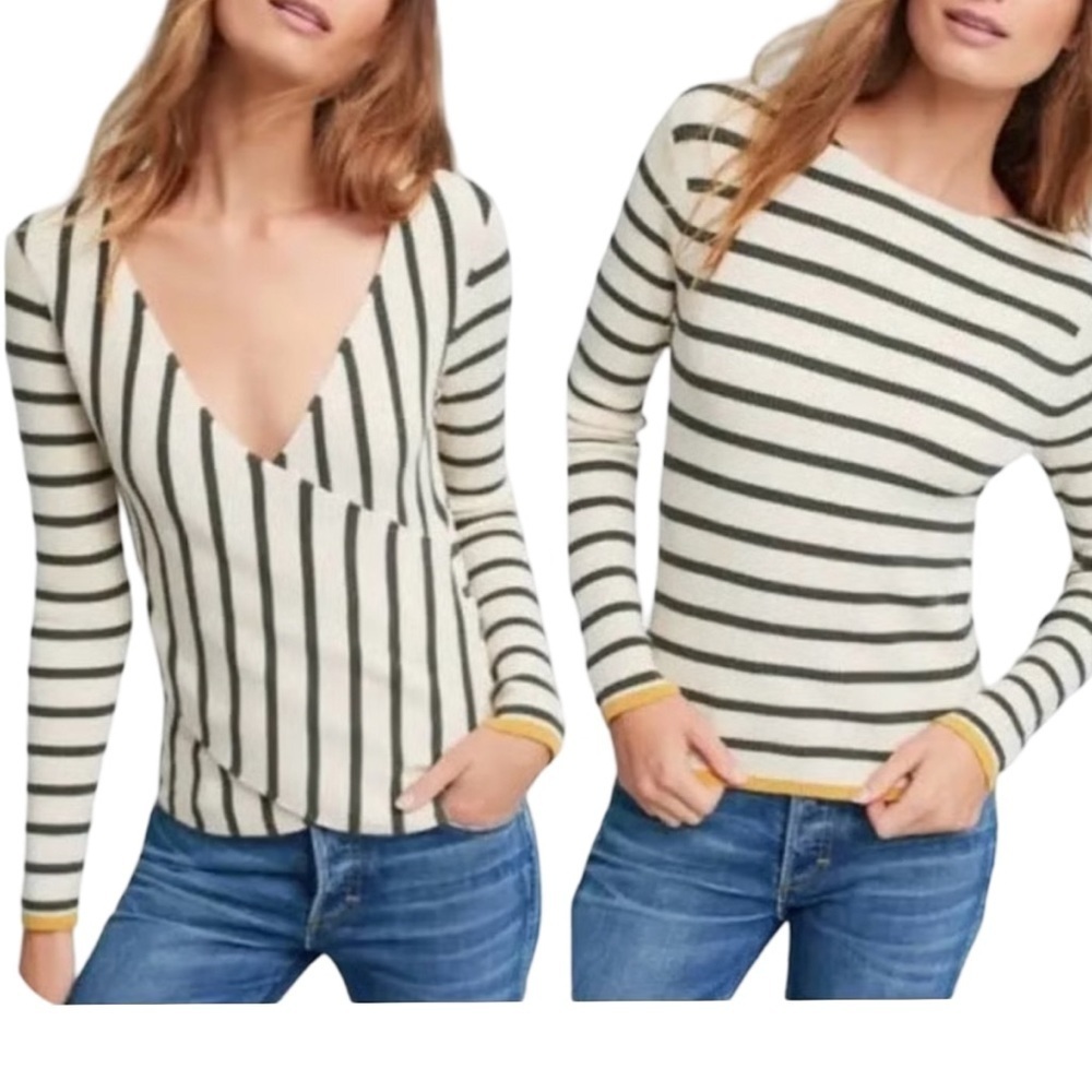 Anthropologie Moth Sweater
Womens Cream Green Glyn Wrap
Reversible Casual